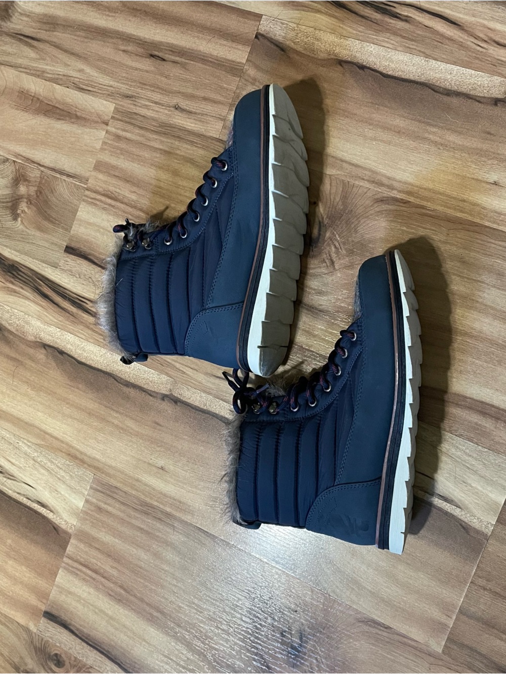 MUK LUKS Sigrid Lace Up Snow Boots Navy Blue Women's Size 9